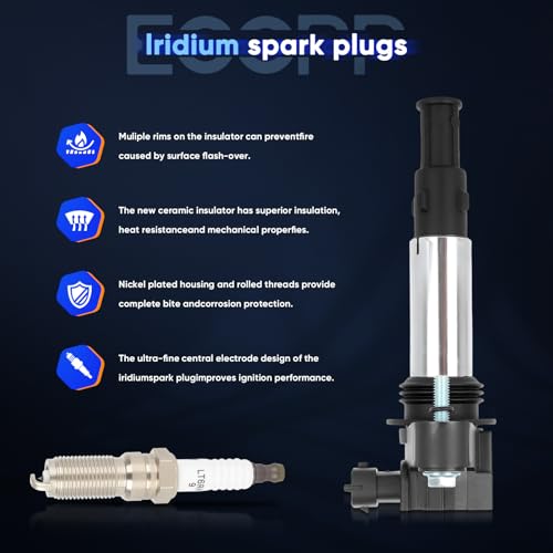 ECCPP UF375 6 ignition coils with 6 iridium Spark Plugs for Cadillac for Buick for Chevrolet for GMC for Saturn CTS SRX Acadia Outlook Enclave Allure Lacrosse 3.6L UF375 GN10309 C747 by ECCPP - Image 7