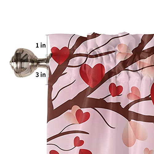 Valentines Valance Curtain For Windows Gnome Couple Roses Rod Pocket Valance Window Treatments 1 Panel Love Heart Pink Short Curtains For Kitchen Windows Bathroom Bedroom 54 X 18 Inch #TOP4