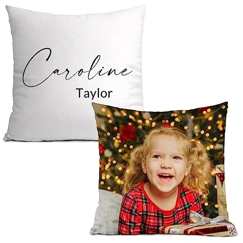 Wucidici Personalized Pillowcase with Name, Custom Text Throw Pillow Cover with Picture, Customized Names Cushion Case, Home Decor Housewarming Gifts for Family Friends Couple Birthday Cover