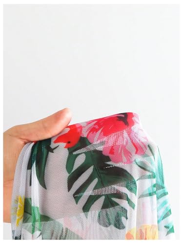 SweatyRocks Girl's Tropical Print Cut Out One Piece Swimsuit with Kimono Cover Up3