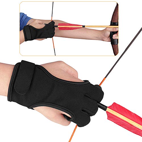 Kratarc Archery Gloves Finger Protector Youth Kids Shooting Hunting Arrow Bow For Boys Girls Protective Gear Accessories (Black (11~13Y/O)) #TOP3