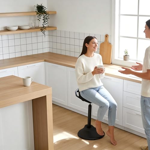 Image of Standing Desk Chair, Adjustable Ergonomic Standing Stool, Swivel Sitting Balance Chair, Anti-Slip Bottom Pad