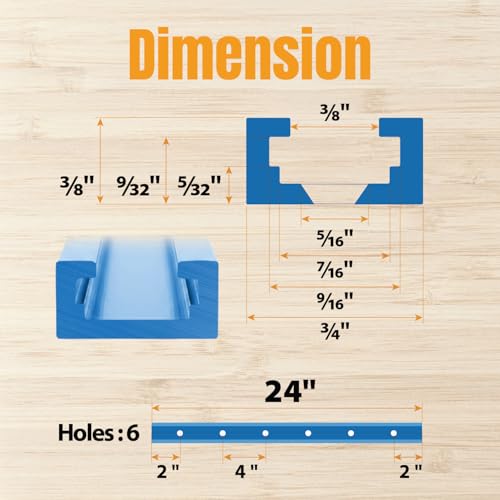 Image of POWERTEC 71118 24 Inch Double-Cut Profile Universal T-Track with Predrilled Mounting Holes, 2 Pack, T Track for Woodworking Jigs and Fixtures, Drill Press Table, Router Table, Workbench