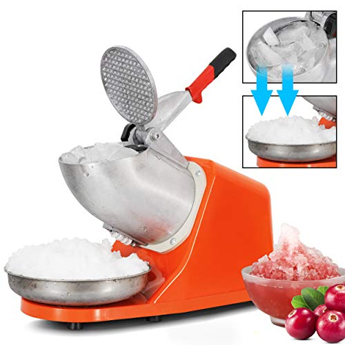Zeny Ice Crushers Machine Electric Snow Cone Maker Stainless Steel Shaved Ice Machine 145Lbs Per Hour (Orange) #TOP2