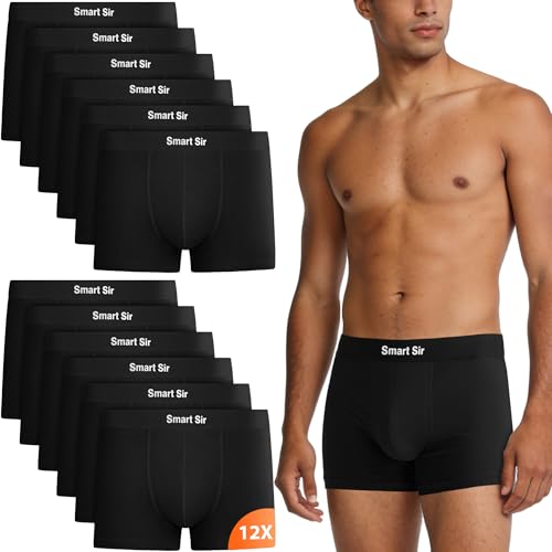 Smart Sir Boxershorts Herren 12er-Pack Unterhosen Männer Bsaumwolle Multipack mit elastischem Bund Gute Passform undAngenehm zu Tragen