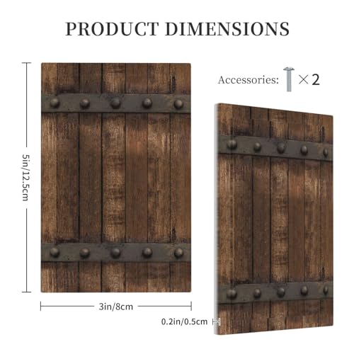 Tapa de pared decorativa que oculta cables sueltos con placa rústica de madera marrón 5x3 6