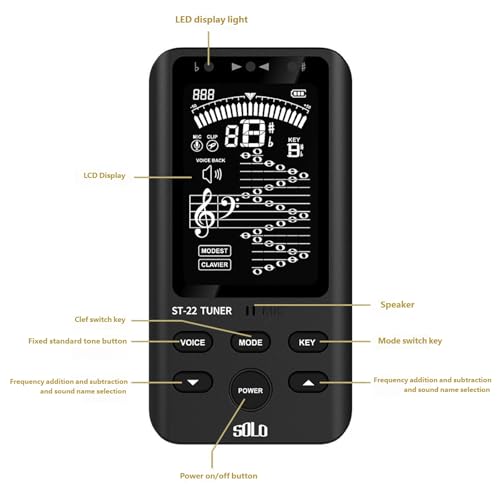 Accordeur métronome rechargeable numérique avec générateur de tonalité