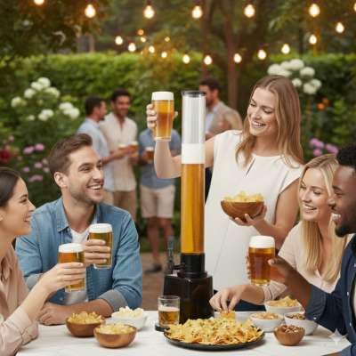XL Getränkespender + Eiswürfelrohr Bier Wasser Saft Cocktail Party 1,5L oder 3 L BEVD1,5S/3,0S/1,5B/3,0B (Schwarz-Transparent BEVD 3,0 B, 3 Liter)