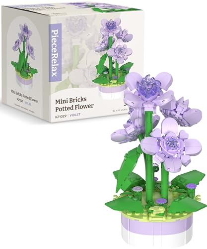ピースリラックス(PieceRelax) 300ピース プラ製 ブロック花【バイオレット】(8X8X13cm) 3D立体植木鉢パズルとセットになる 造花 インテリア おもちゃ[KZ1029]