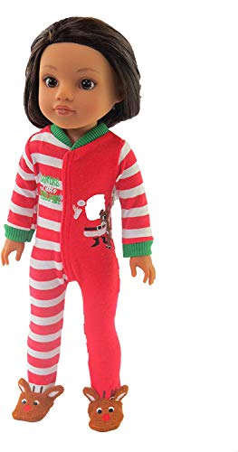 American Fashion World Santaâ€™s Little Helper Onesie fits 14 Inch Wellie Wisher Dolls