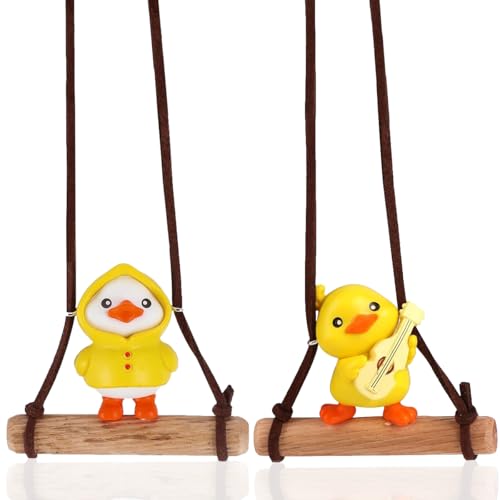 VYAOCJL 2 decorazioni per auto a forma di anatra, accessori per auto a forma di anatra, divertente chitarra che suona anatra impermeabile anatra ornamenti specchietto retrovisore, accessori per