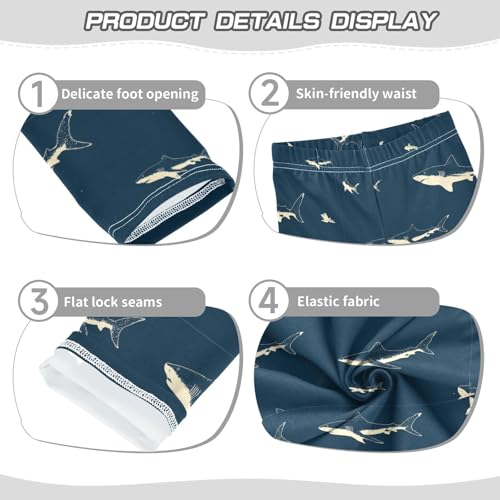 Black Blue White Sharks Girls Leggings Kids Yoga Pants Dance Active Tights 4T3