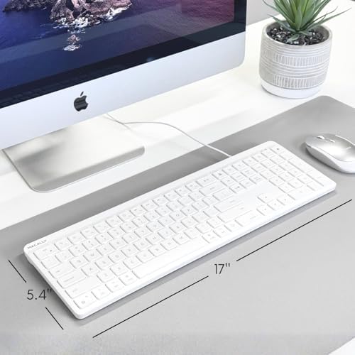 Macally USB C Wired Keyboard for Mac (USB C + USB A) – Full Size Keyboard with 22 Shortcuts, Quiet Typing, for MacBook, iMac, Mac mini, iPad – White — view 6