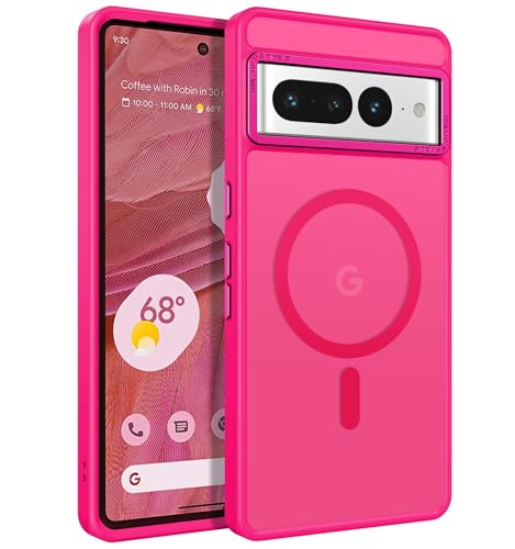 BENTOBEN for Google Pixel 7 Pro Case [Compatible with Magsafe] Translucent Matte Magnetic Pixel 7 Pro Case Slim Shockproof Women Men Protective Phone Cases for Google Pixel 7 Pro 6.7' 2022, Hot Pink