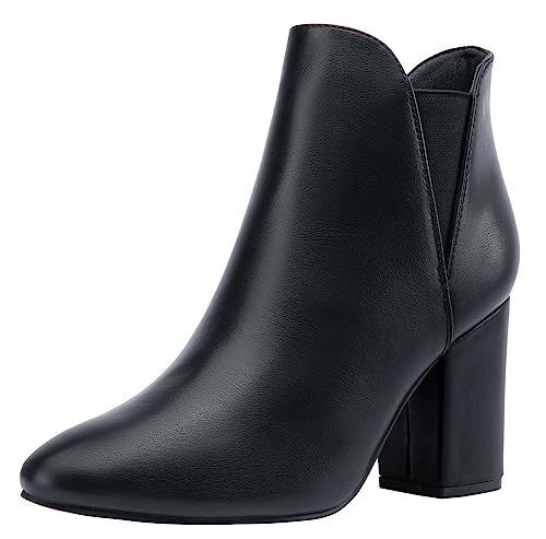 Vepose Women's Chelsea Ankle Boots Chunky Heel, Fall Dressy Booties Low Heel, Pointed Toe Short Boot with Inside Zipper