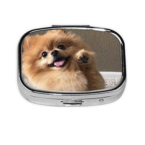 ポメラニアン犬 ピルケース 薬ケース 2段分割 長方形 ケース 薬入れ 錠剤ケース 習慣薬箱 サプリメントケース サプリケース 軽量 耐久性 飲み忘れ防止 携帯型 コンパクト