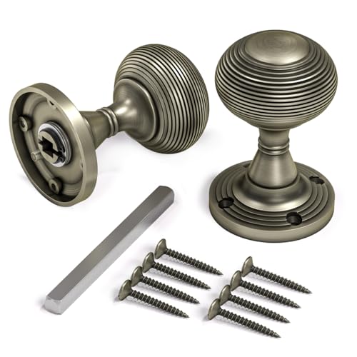 Bwintech 1 Set Beehive Mortice Door Knobs,Bronzed Finishing Pull Door Handle Knobs for Interal Doors