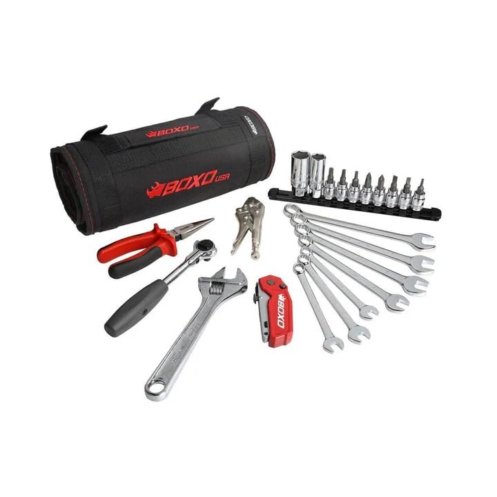 Image of SR1 Performance Boxo USA 23-Piece Snowmobile Tool Roll - Metric & SAE Tools to Maintain Snow Mobile in Compact Organizer