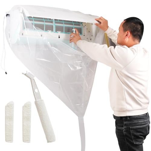 Yixintech エアコン洗浄 エア コン掃除 通気口 換気扇 多機種対応 (洗浄セット)(1個エアコン洗浄カバー + 1個掃除ブラシ + 2個交換用ブラシクロス)