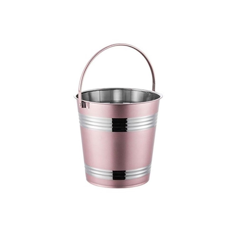 GLigeT Bar Ice Bucket 304 Stainless Steel Ice Bucket Bar Restaurant Ice Grain Bucket French Fries Fried Chicken Snacks Carry Bucket Champagne Red Wine Bucket Champagne bucket(Pink,Medium)