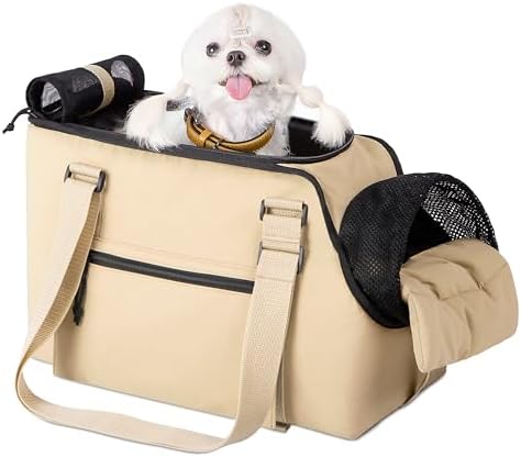 BurgeonNest Dog Purse Carrier for Small Dogs and Cats, Soft Sided Cozy Plush Pet Bag Carrier, 15.7" L x 8" W x 11" H Lightweight Pet Tote Bag with Secure Harness Clip