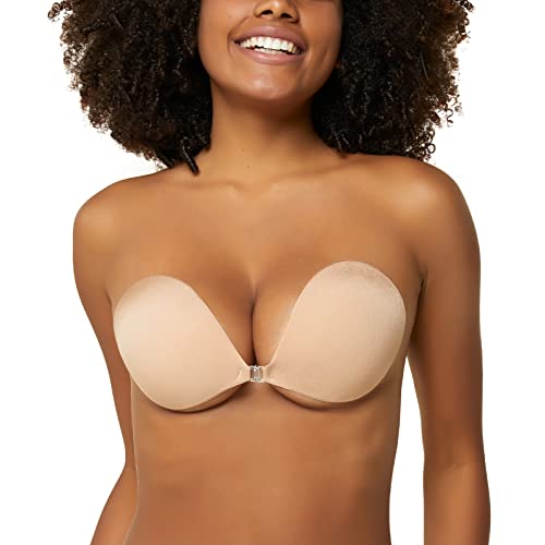 Niidor Strapless Bras for Women Sticky Bra Invisible Backless Bra Nude Beige