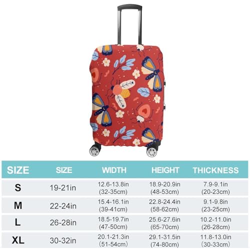 Luggage Cover for Suitcase, Morbuy Butterfly Print Business Suitcase Cover Protector Fit 19-32 Inch Luggage, Baggage Covers with Zipper for Travel (Red,S(19-21inch suitcase))2