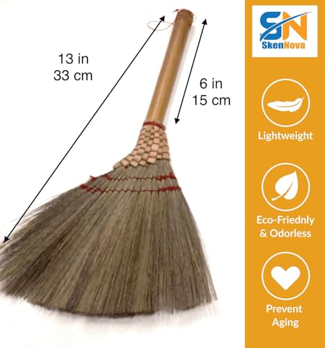 Image of 13 inch of Handmade Small Duster Brush Broom by SN Skennova - Eco-Friendly, Lightweight, and Versatile Cleaning Tool for Floor, Sofa, Car, Corners, and More