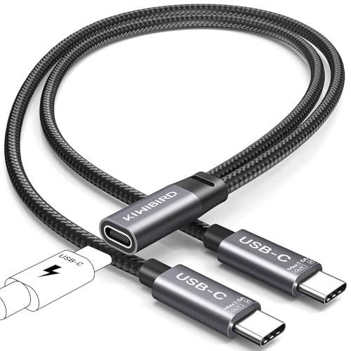 KiWiBiRD Divisor USB C 1 a 2, Adaptador Tipo C Macho con Doble Cable, Solo Carga, Compatible con iPhone 17 Air Pro MAX 16 15 Plus Pro MAX iPad Air Pro Galaxy S25 S24 teléfonos Android Power Bank