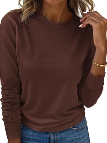 KIRUNDO Long Sleeve Shirts for Women Casual Knit Basic Tops