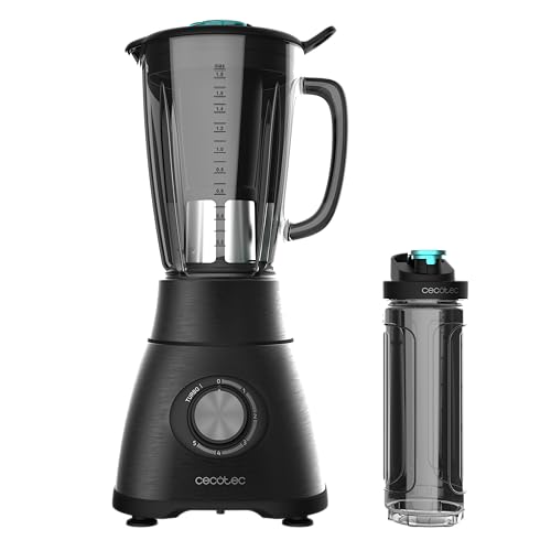 Cecotec Mixeur-blender Power Black Titanium 1800 Go de 1800 W, Noir. avec une lame de 6 feuilles revêtues en titane. Capacité de 1,8 L. 5 vitesses et vitesse turbo