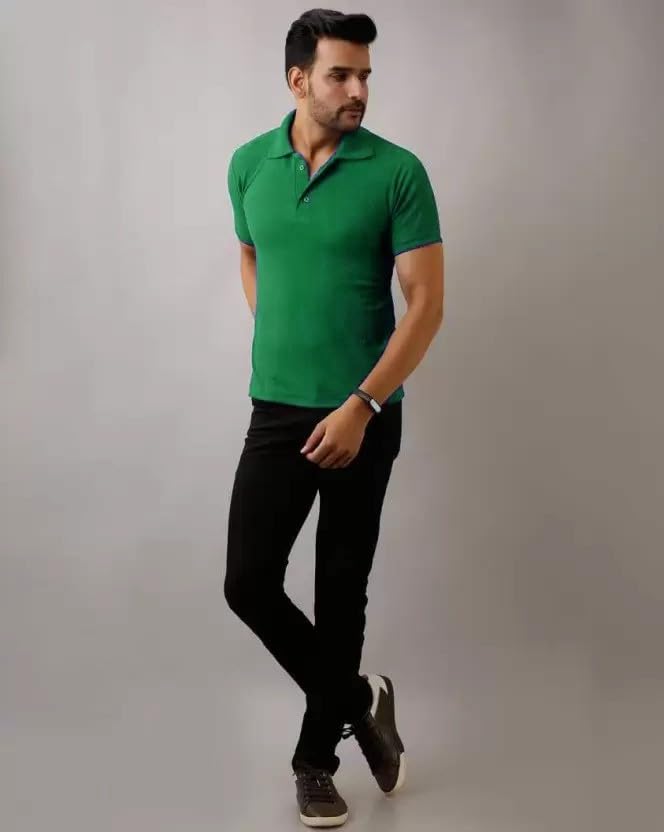 Image of INKKR Men's Polo Neck Half Sleeve Solid T-Shirts