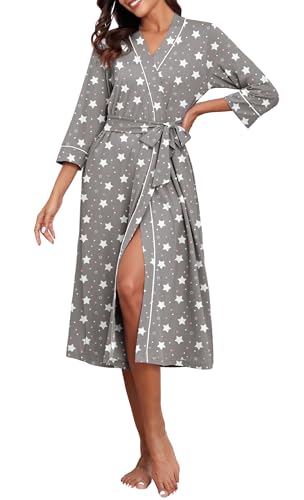 Image of PrinStory Womens Robe Long Knit Bathrobe Lightweight Soft Robes Ladies Bath Robe