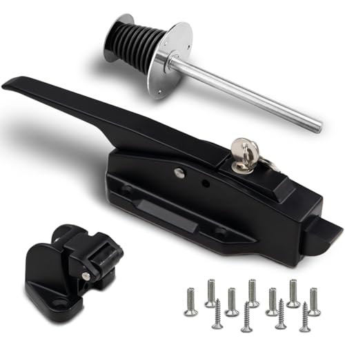 Walk in Cooler Door Handle, Walk in Cooler Door Closer Complete Latch Kit, Freezer Door Handle, Offset -1/8 in to 1/4 in(Flush) and 5.9" Solid Metal Interior Release Handle(Frosted Black)