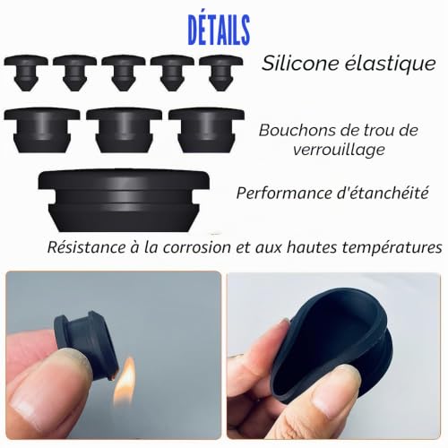 Lot de 66 bouchons en silicone noir de 10 tailles avec fente pour carte – vue 4