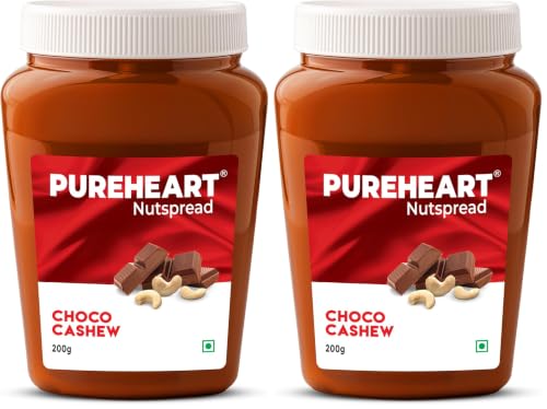 Image of Pureheart Nut Spread Choco Cashew (200 gm) Nutty Chocolate Cashew Spread for Breakfast, Bread /Toast, Sandwich (Pack of 2)