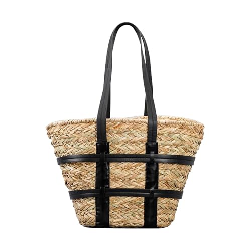 Sac fourre-tout en paille fait à la main grand modèle rétro pour femme