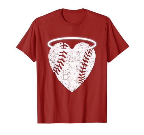 Vintage Angel Baseball Heart with Halo T-Shirt