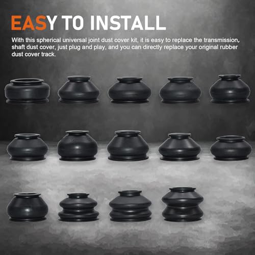 lekiliky 14PCS Ball Joint Boot, Tie Rod Boot, Dust Boots Cover, Track Rod End Set, Car Suspension Steering Parts Accessories, Fit for Most Vehicles (Black) - Thumbnail 7