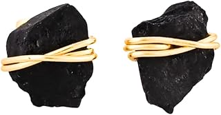 Gempires Wire Wrapped Raw Gemstone Stud Earrings for Women 14k Gold Plated Handmade Crystal Jewelry Hypoallergenic Minimal Natural Stone Earrings Gift