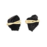 Gempires Wire Wrapped Raw Gemstone Stud Earrings for Women 14k Gold Plated Handmade Crystal Jewelry Hypoallergenic Minimal Natural Stone Earrings Gift