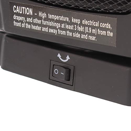 Comfort Zone Cz448 750/1,500-Watt Oscillating Portable Ceramic Space Heater With Adjustable Thermostat, 2 Heat Settings, Fan-Only Function, Overheat Protection & Tip-Over Switch, Black #TOP3