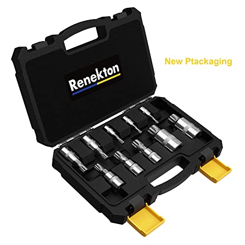 Renekton Triple Square Spline Bit Socket Set XZN,Tamper Proof,1/2" 3/8" 1/4" Drive,M4 - M18,S2 Steel,10 Pieces - Thumbnail 5