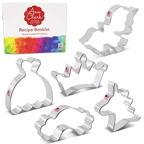 Princess Cookie Cutters 5-Pc Set Made In Usa By Ann Clark, Crown, Dress, Unicorn, Unicorn Head, Rainbow #TOP2