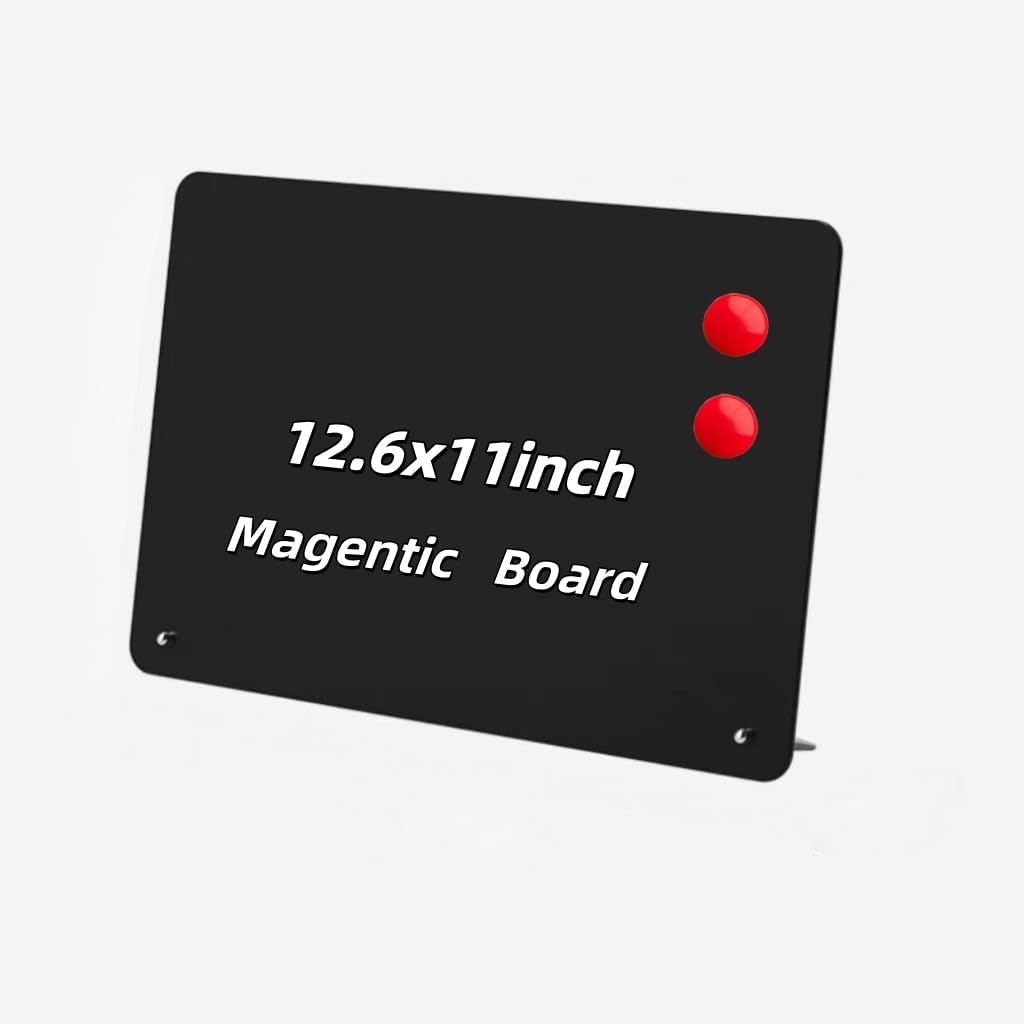 1-Pack Magnet Board, Magnet Display Stand, 12.6 x 11 Inch Memo Board with Removable Feet for Desk, Kitchen, Memo, Photo and Document Display (1, Black-Horizontal)