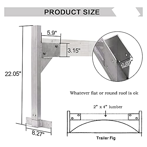 Riwful Adjustable Aluminum Roof Ladder Rack Bracket Kit Fit For Enclosed Trailers Cargo Vans #TOP1