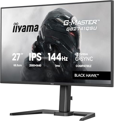 iiyama G-Master Black Hawk GB2741QSU-B1 68,6cm 27 IPS LED Gaming Monitor QHD 144Hz HDMI DP USB2.0 1ms G-SYNC Höhenverstellung Pivot schwarz