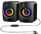Newgoal Bocinas RGB con Efectos de Luz para PC con Cable USB y Entrada 3.5 mm, Altavoces Multimedia Estéreo para Computadora, Portátil, Tablet...