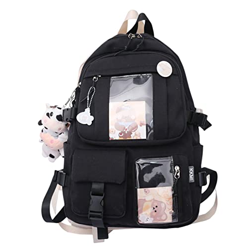 NC Mochila Kawaii Anime Mochila Escolar Antifurto Feminina Bolsa de Viagem Meninas - Preto