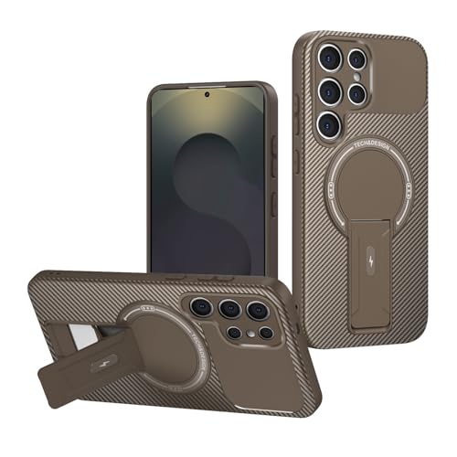 Jiajihua Case Compatible with Samsung Galaxy S25 Ultra Camera Protection Magnetic Kickstand Bracket 2 in 1【TPU+PC】 Drop Shockproof Brown